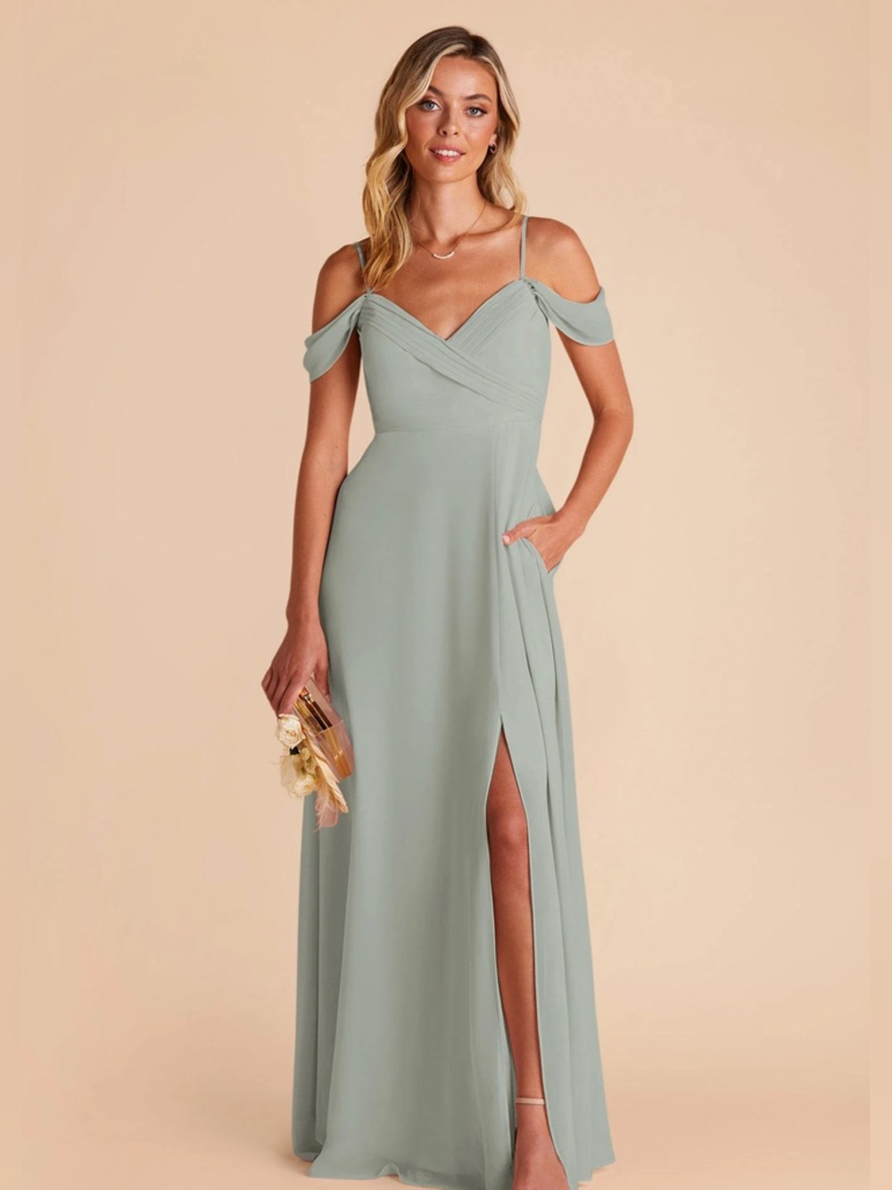 NWT Birdy Grey Spence Cold-Shoulder V-Neck Evening Dress